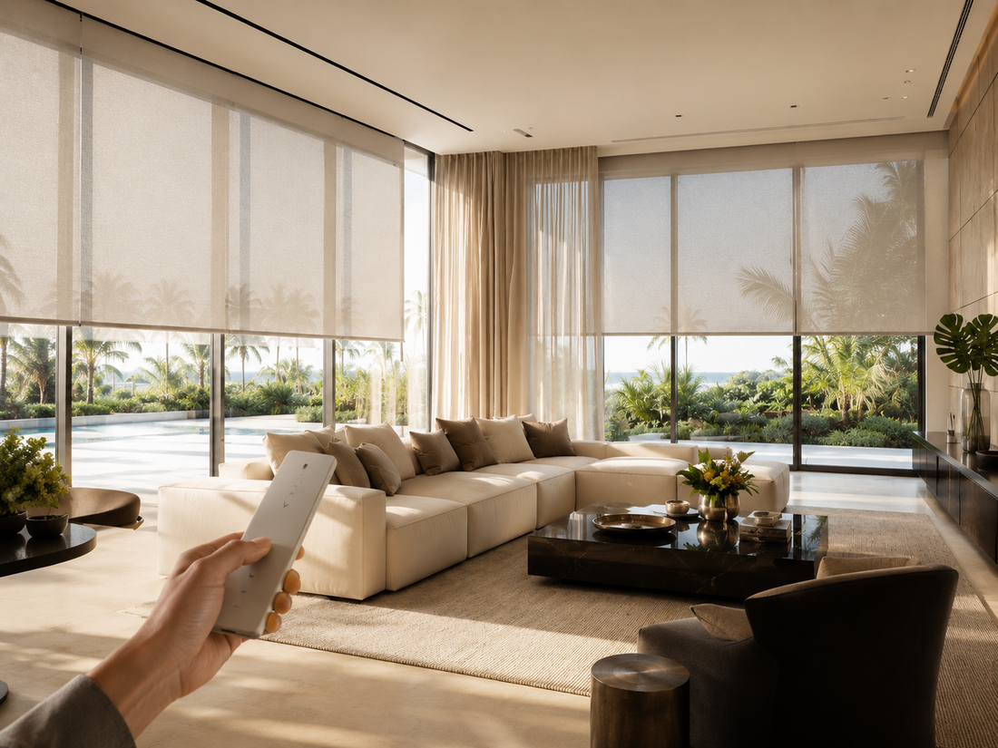 Motorized Blinds & Shades in a South Florida interior